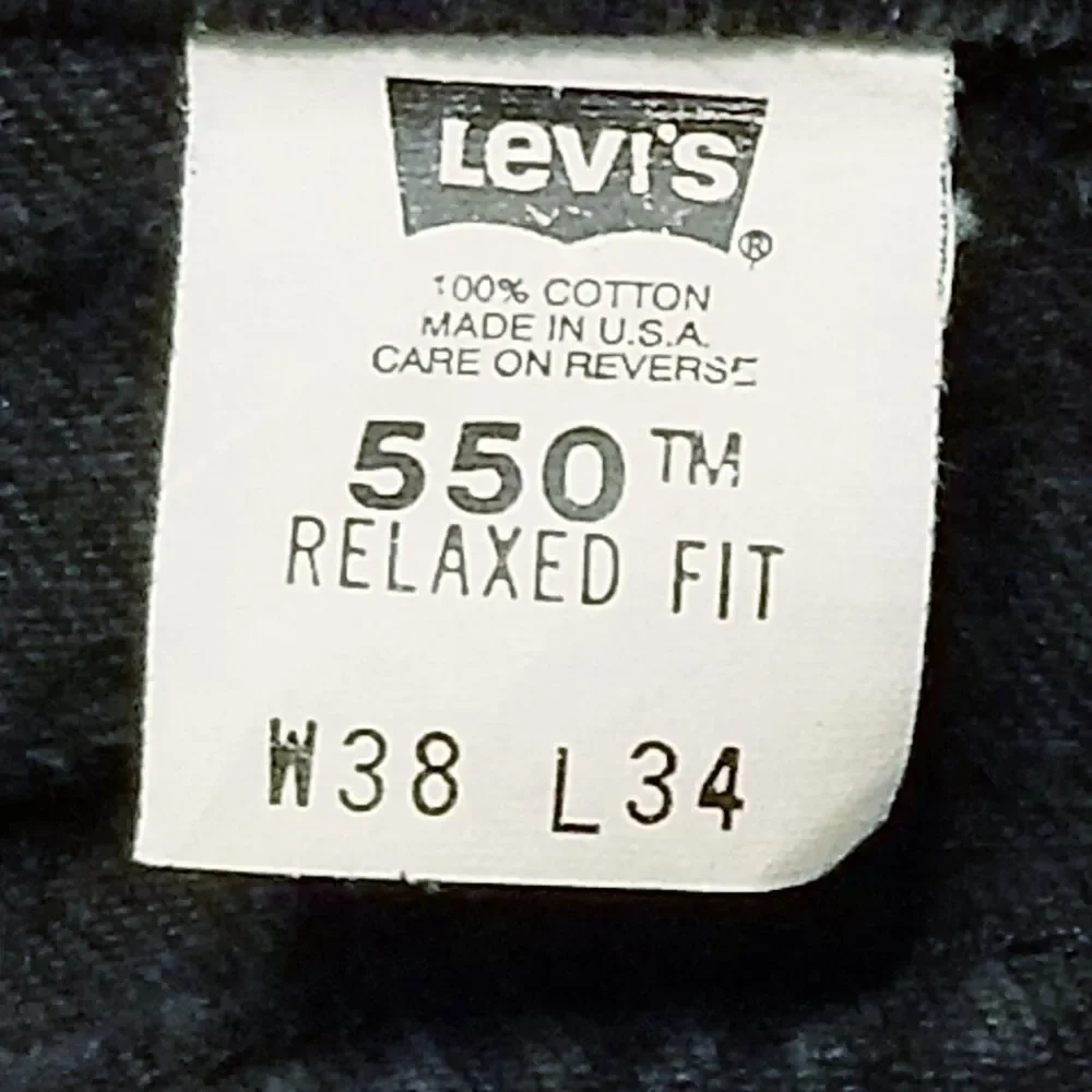 Levi's 550 Orange Tab Jeans Men's Size 38x34 Black Relaxed Fit 1997 USA (36×34)